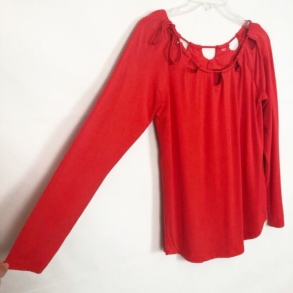 Fabletics Carla Cut Out Off Shoulder Red-Orange Top Medium - Picture 6 of 10